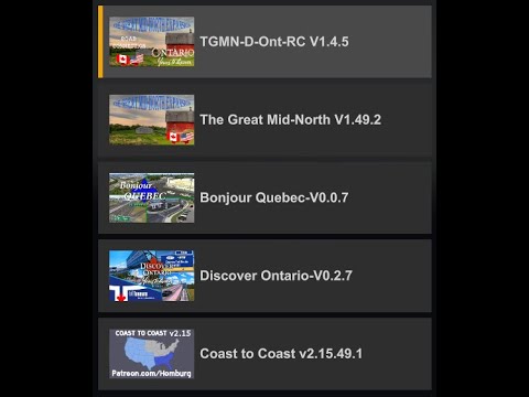 ATS 1.49 BASE + Quebec V0.1.1a + Discover Ontario V0.3.1 + TGMN NTTF RC v1.1 + Reforma Fix v2.6.7