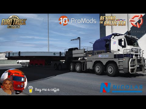 Euro Truck Simulator 2 (1.49) Nicolas Tractomas TR8X8 + Multi-axle Line Large Load Trailer