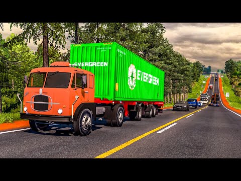 Download FIAT 619N Truck + Evergreen Container Trailer Mod - ETS2 1.42,1.43
