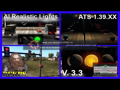 AI Realistic Lights 3.3 For Euro Truck Simulator 2 and American Truck 1.39 Links in the description.