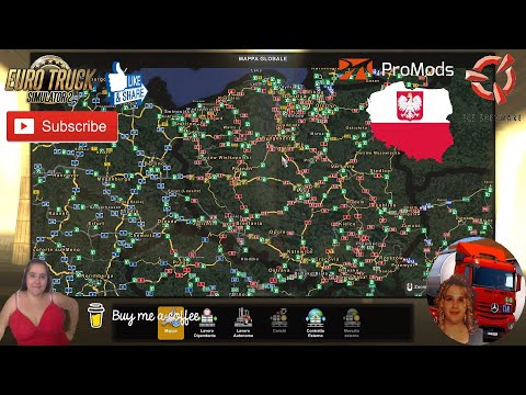 Euro Truck Simulator 2 (1.45) Południowa Polska Map v1.6.1 Combo Promods map v2.62 + DLC&#039;s &amp; Mods